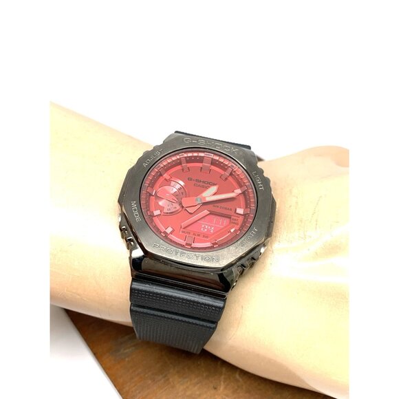 Casio G-Shock Men's Watch GM2100B Quartz Red Dial Black 44mm Analog Digital 5611 - Picture 5 of 14